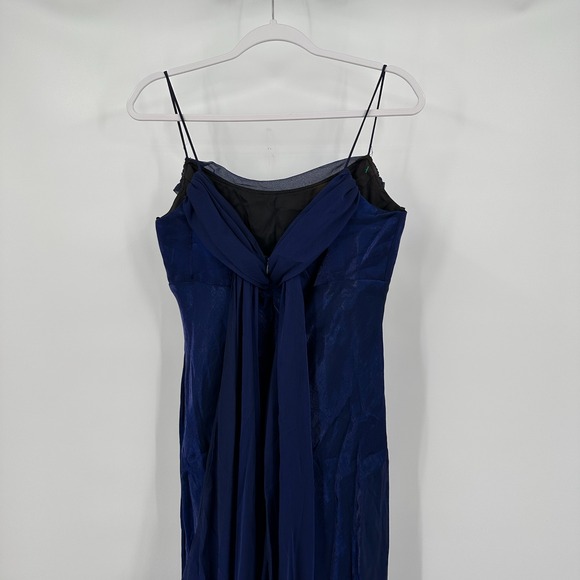 Night Way Womens Romantic Evening Gown Size 12 Navy Cowl Neck Flowy Chiffon - Picture 4 of 9